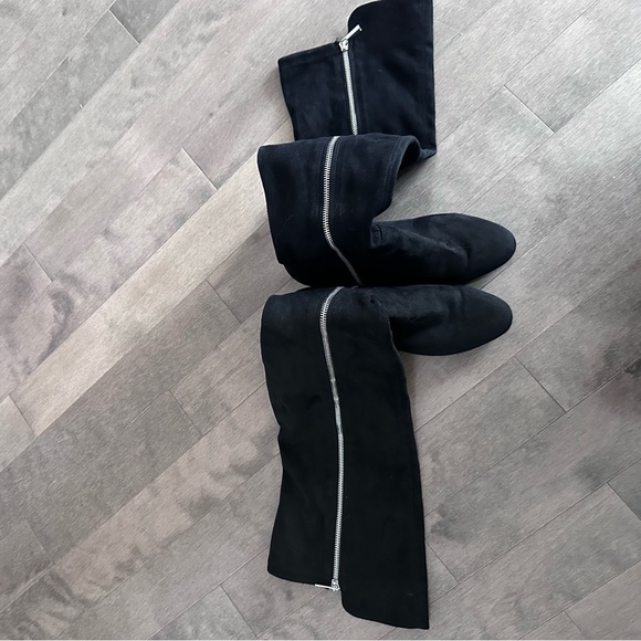 Steve Madden over the knee boots block heel almond, black synthetic suede 7,5 - Picture 4 of 8